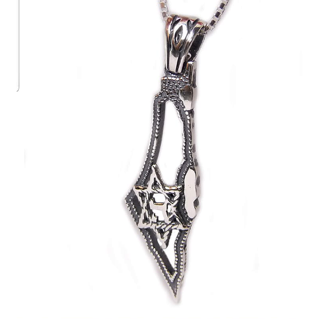 Silver Israel Star of David Hashem Necklace